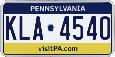PA license plate KLA4540