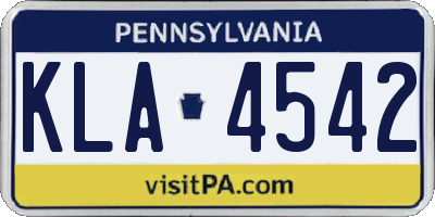 PA license plate KLA4542