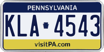 PA license plate KLA4543