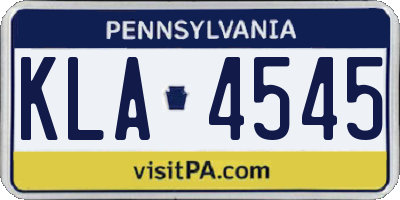 PA license plate KLA4545