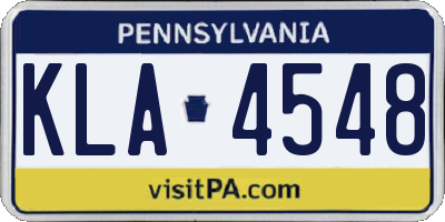 PA license plate KLA4548