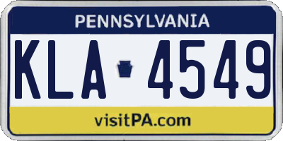PA license plate KLA4549