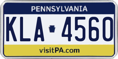 PA license plate KLA4560