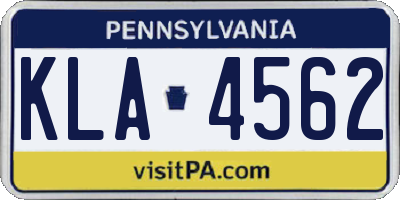 PA license plate KLA4562