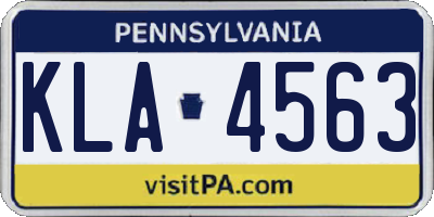 PA license plate KLA4563