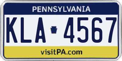 PA license plate KLA4567