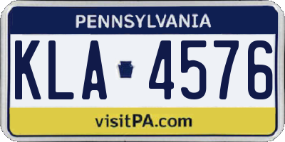PA license plate KLA4576