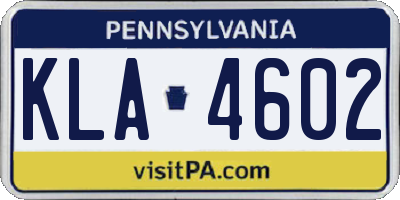 PA license plate KLA4602
