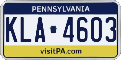 PA license plate KLA4603
