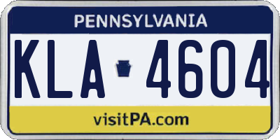PA license plate KLA4604