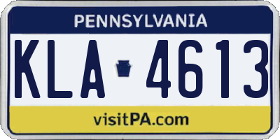 PA license plate KLA4613