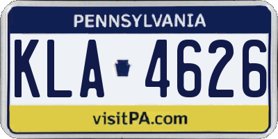 PA license plate KLA4626
