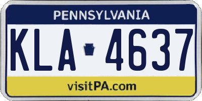 PA license plate KLA4637
