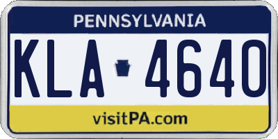 PA license plate KLA4640