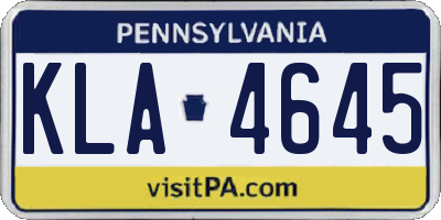 PA license plate KLA4645