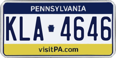 PA license plate KLA4646