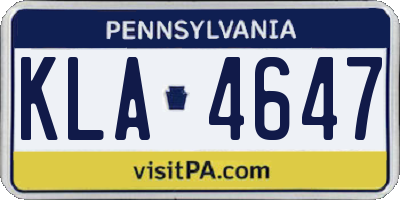 PA license plate KLA4647