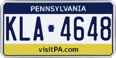 PA license plate KLA4648