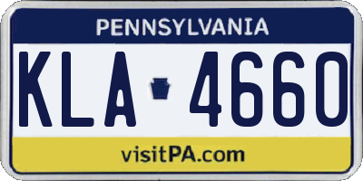 PA license plate KLA4660