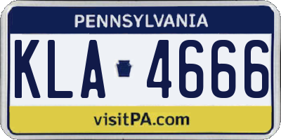 PA license plate KLA4666