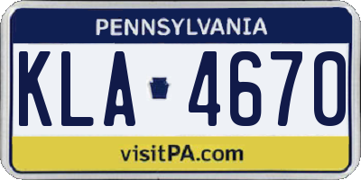 PA license plate KLA4670