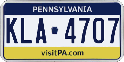 PA license plate KLA4707