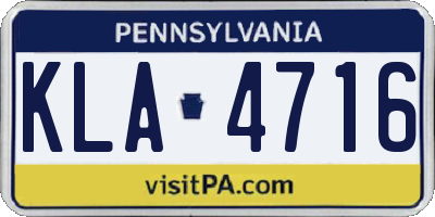 PA license plate KLA4716