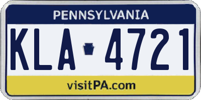 PA license plate KLA4721