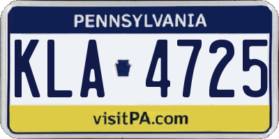 PA license plate KLA4725