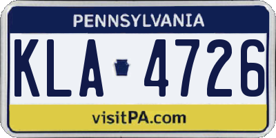 PA license plate KLA4726