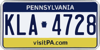 PA license plate KLA4728