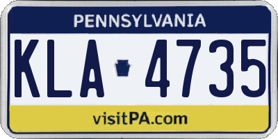 PA license plate KLA4735