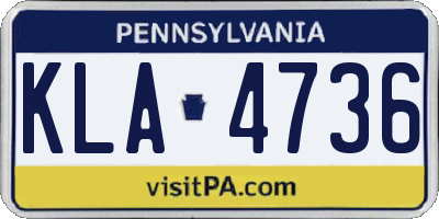 PA license plate KLA4736