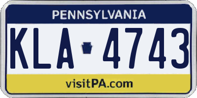 PA license plate KLA4743