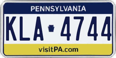 PA license plate KLA4744