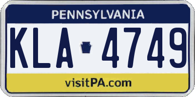 PA license plate KLA4749