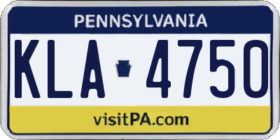 PA license plate KLA4750