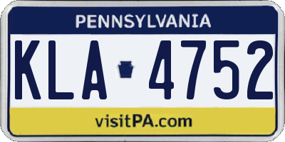 PA license plate KLA4752