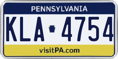 PA license plate KLA4754