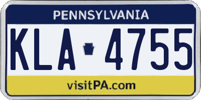 PA license plate KLA4755