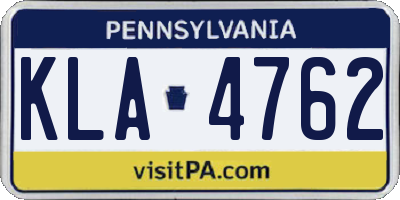 PA license plate KLA4762
