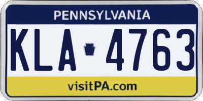 PA license plate KLA4763