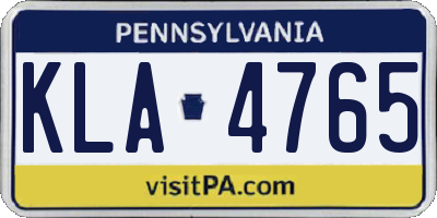 PA license plate KLA4765