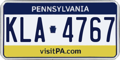 PA license plate KLA4767