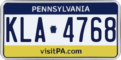 PA license plate KLA4768