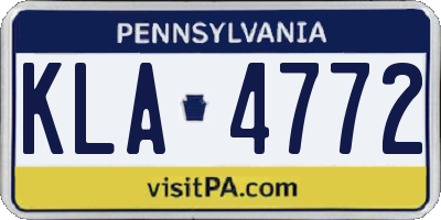 PA license plate KLA4772