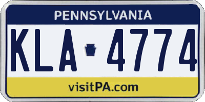 PA license plate KLA4774