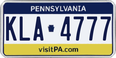 PA license plate KLA4777