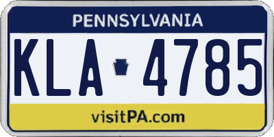 PA license plate KLA4785