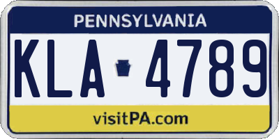PA license plate KLA4789